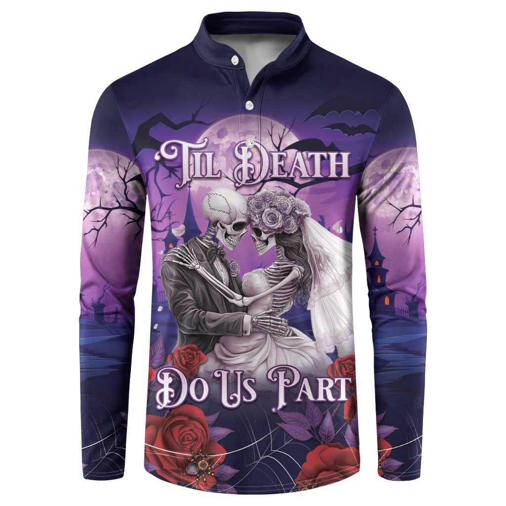 Personalised Halloween Skeleton Couple Button Sweatshirt Til Death Do Us Part LT05 - Wonder Print Shop