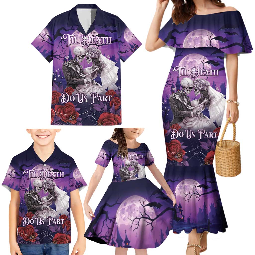 Personalised Halloween Skeleton Couple Family Matching Mermaid Dress and Hawaiian Shirt Til Death Do Us Part LT05 - Wonder Print Shop