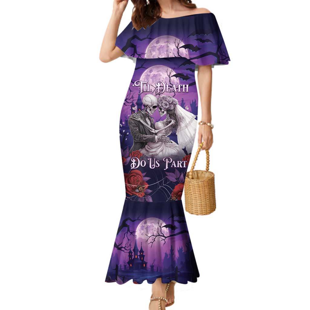 Personalised Halloween Skeleton Couple Family Matching Mermaid Dress and Hawaiian Shirt Til Death Do Us Part LT05 - Wonder Print Shop