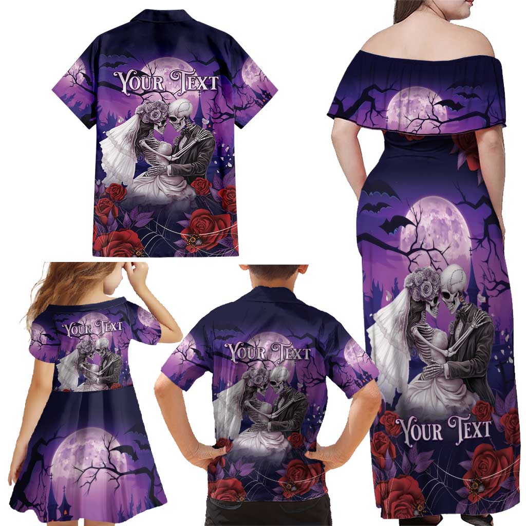 Personalised Halloween Skeleton Couple Family Matching Off Shoulder Maxi Dress and Hawaiian Shirt Til Death Do Us Part LT05 - Wonder Print Shop