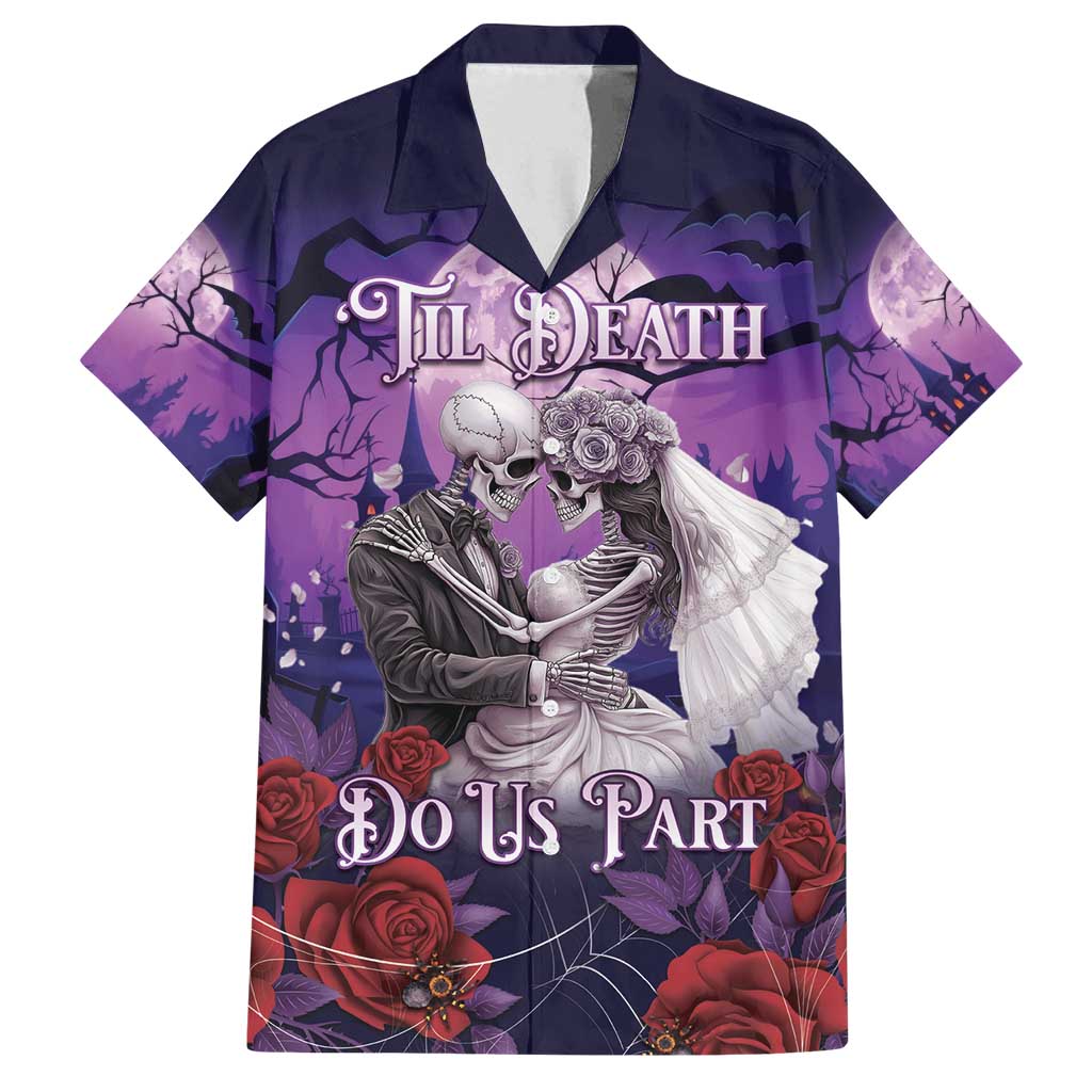 Personalised Halloween Skeleton Couple Family Matching Off Shoulder Maxi Dress and Hawaiian Shirt Til Death Do Us Part LT05 - Wonder Print Shop