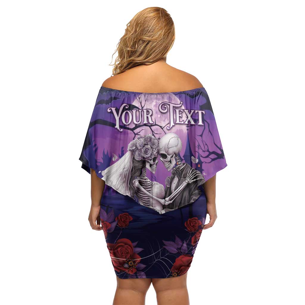 Personalised Halloween Skeleton Couple Family Matching Off Shoulder Short Dress and Hawaiian Shirt Til Death Do Us Part LT05 - Wonder Print Shop