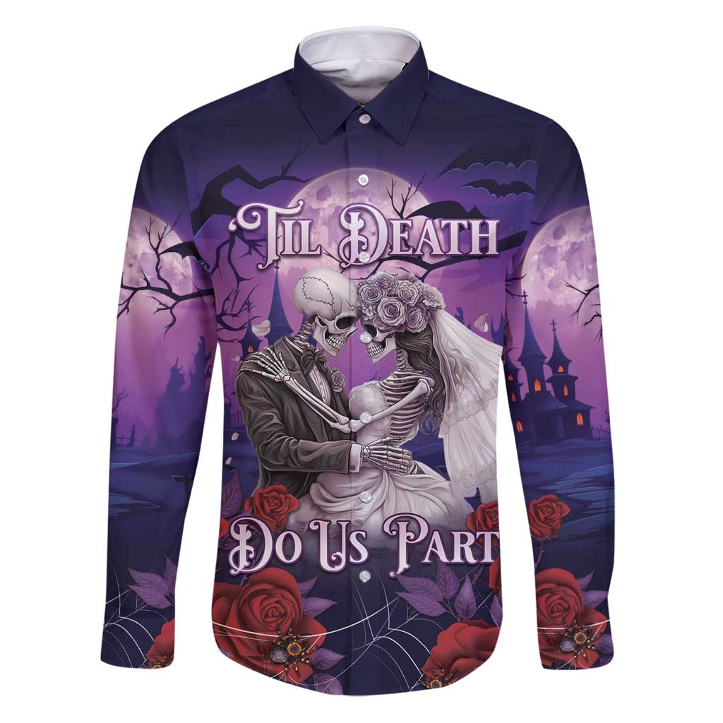 Personalised Halloween Skeleton Couple Family Matching Puletasi and Hawaiian Shirt Til Death Do Us Part LT05 - Wonder Print Shop