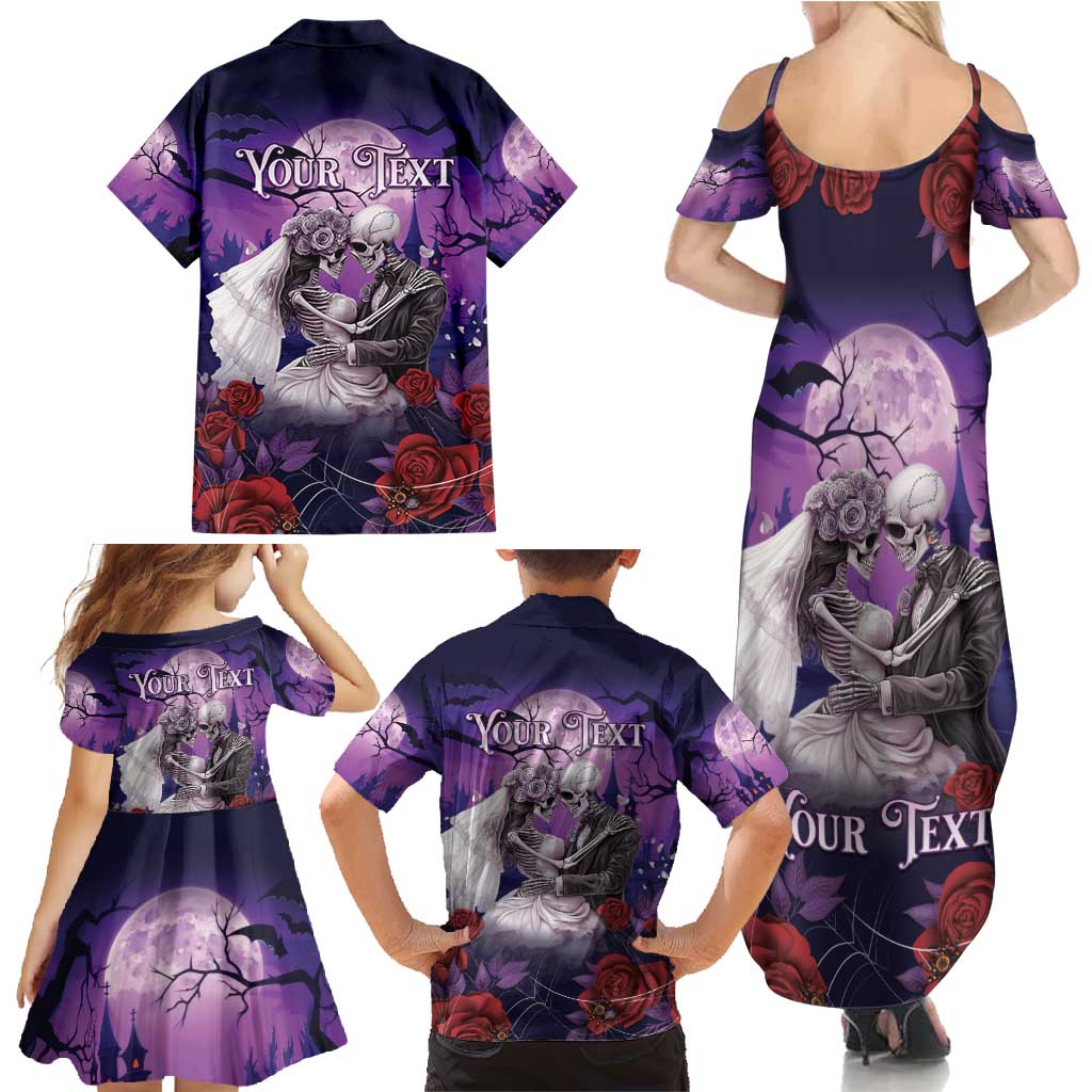 Personalised Halloween Skeleton Couple Family Matching Summer Maxi Dress and Hawaiian Shirt Til Death Do Us Part LT05 - Wonder Print Shop