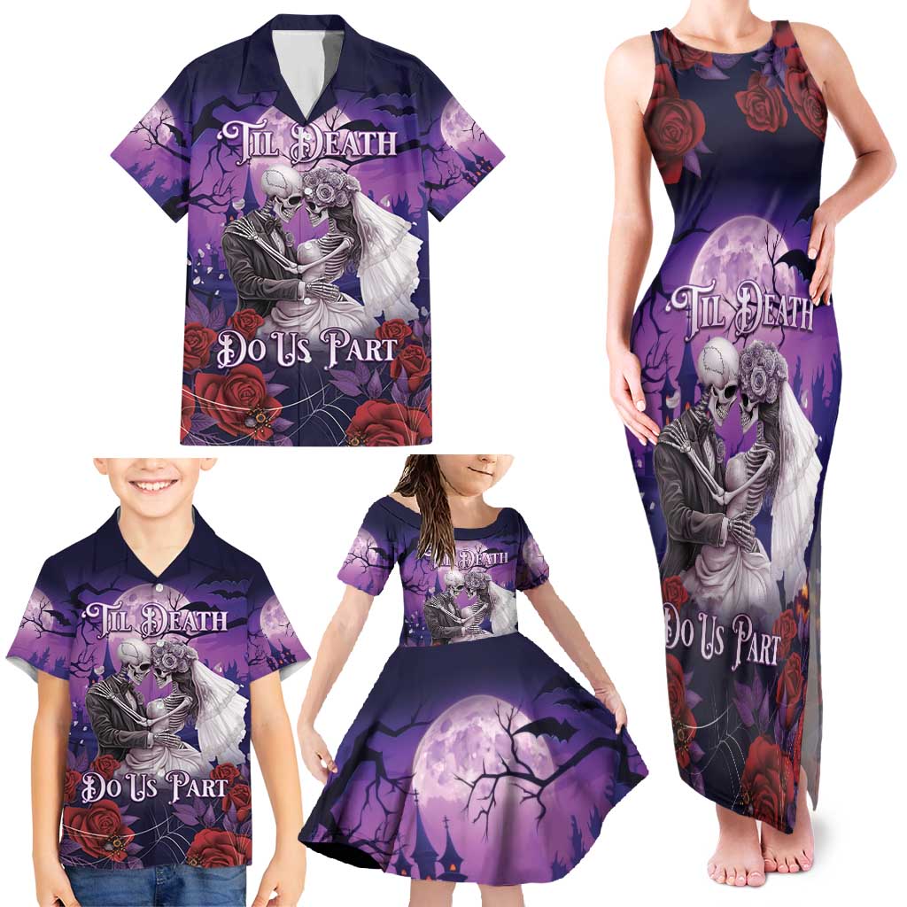 Personalised Halloween Skeleton Couple Family Matching Tank Maxi Dress and Hawaiian Shirt Til Death Do Us Part LT05 - Wonder Print Shop