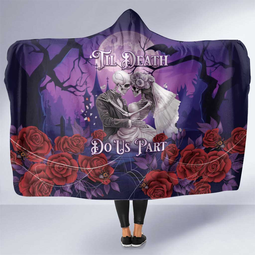 Halloween Skeleton Couple Hooded Blanket Til Death Do Us Part