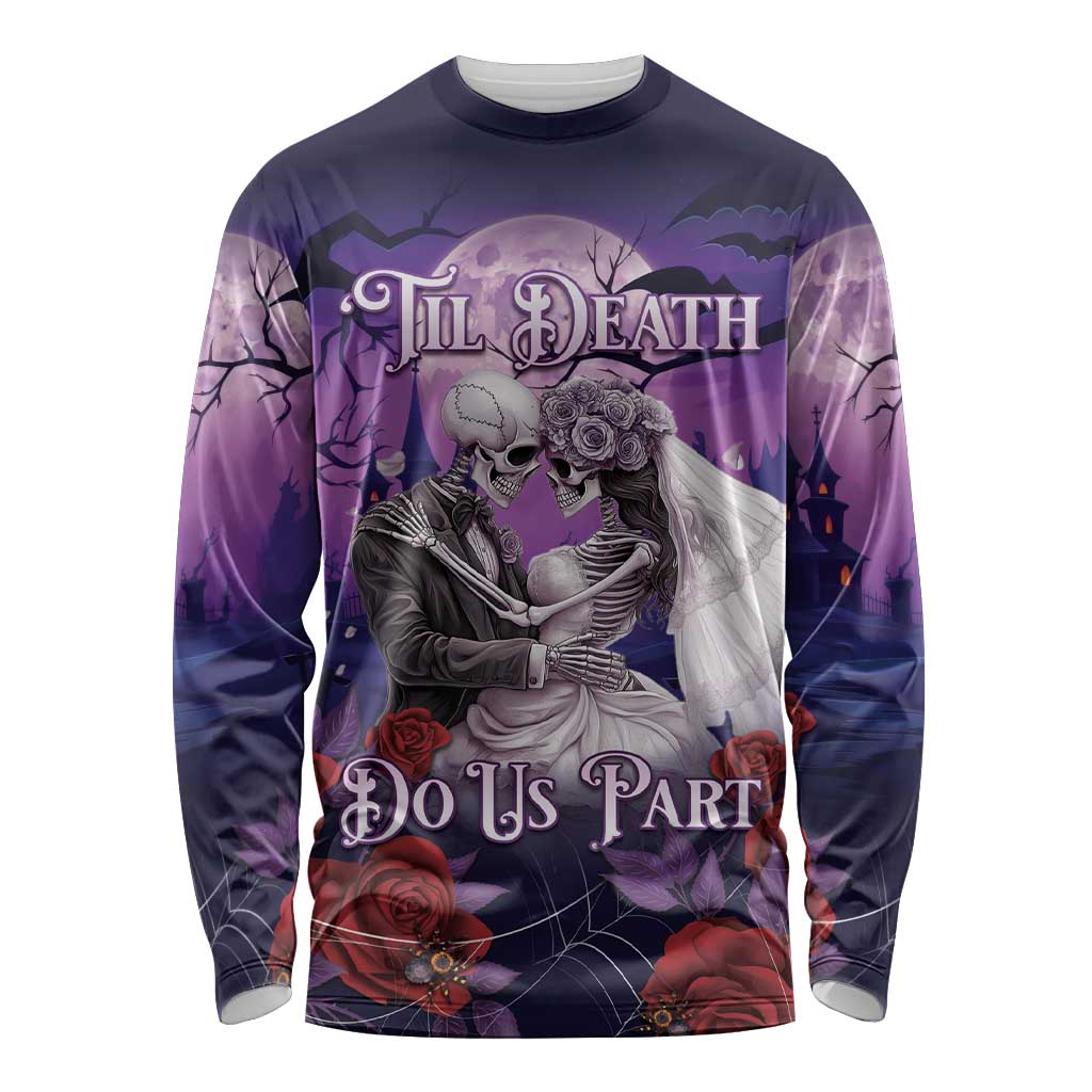 Personalised Halloween Skeleton Couple Long Sleeve Shirt Til Death Do Us Part LT05 - Wonder Print Shop