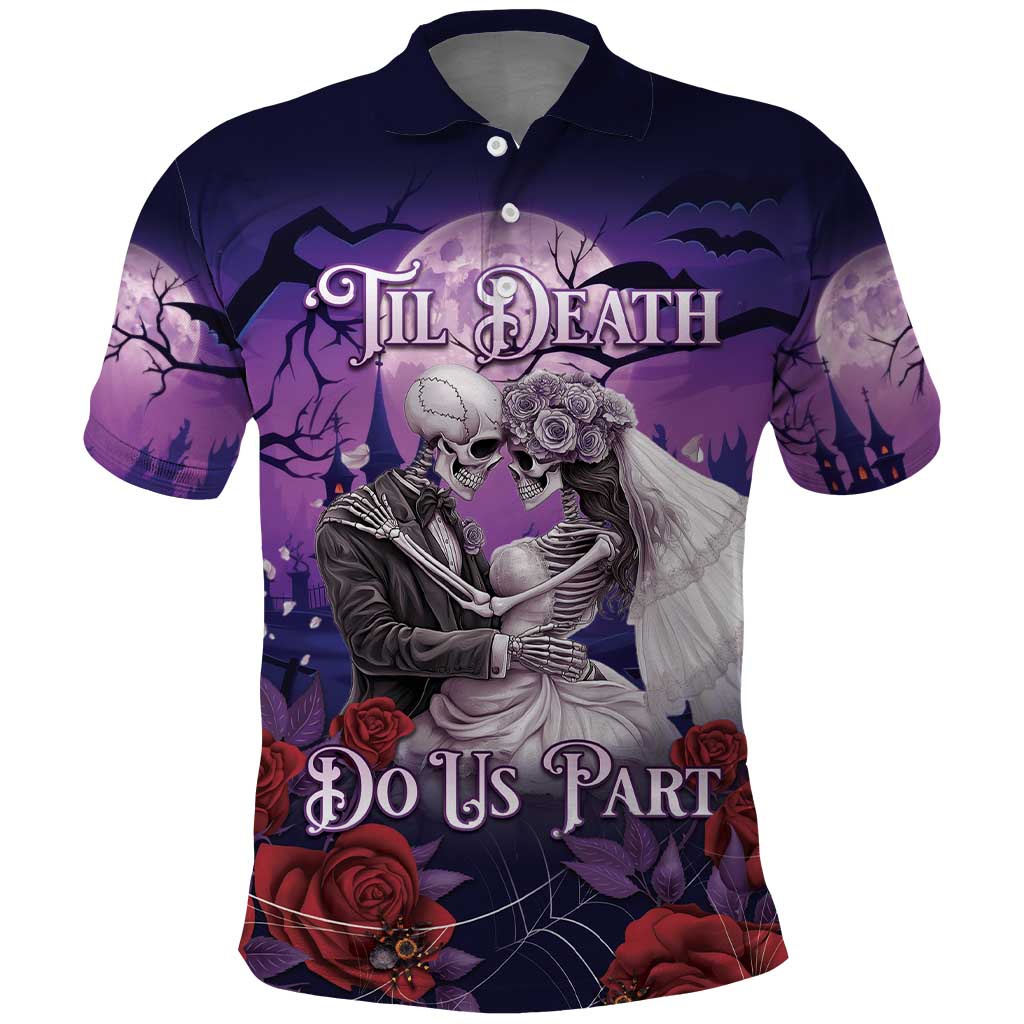 Personalised Halloween Skeleton Couple Polo Shirt Til Death Do Us Part LT05 - Wonder Print Shop