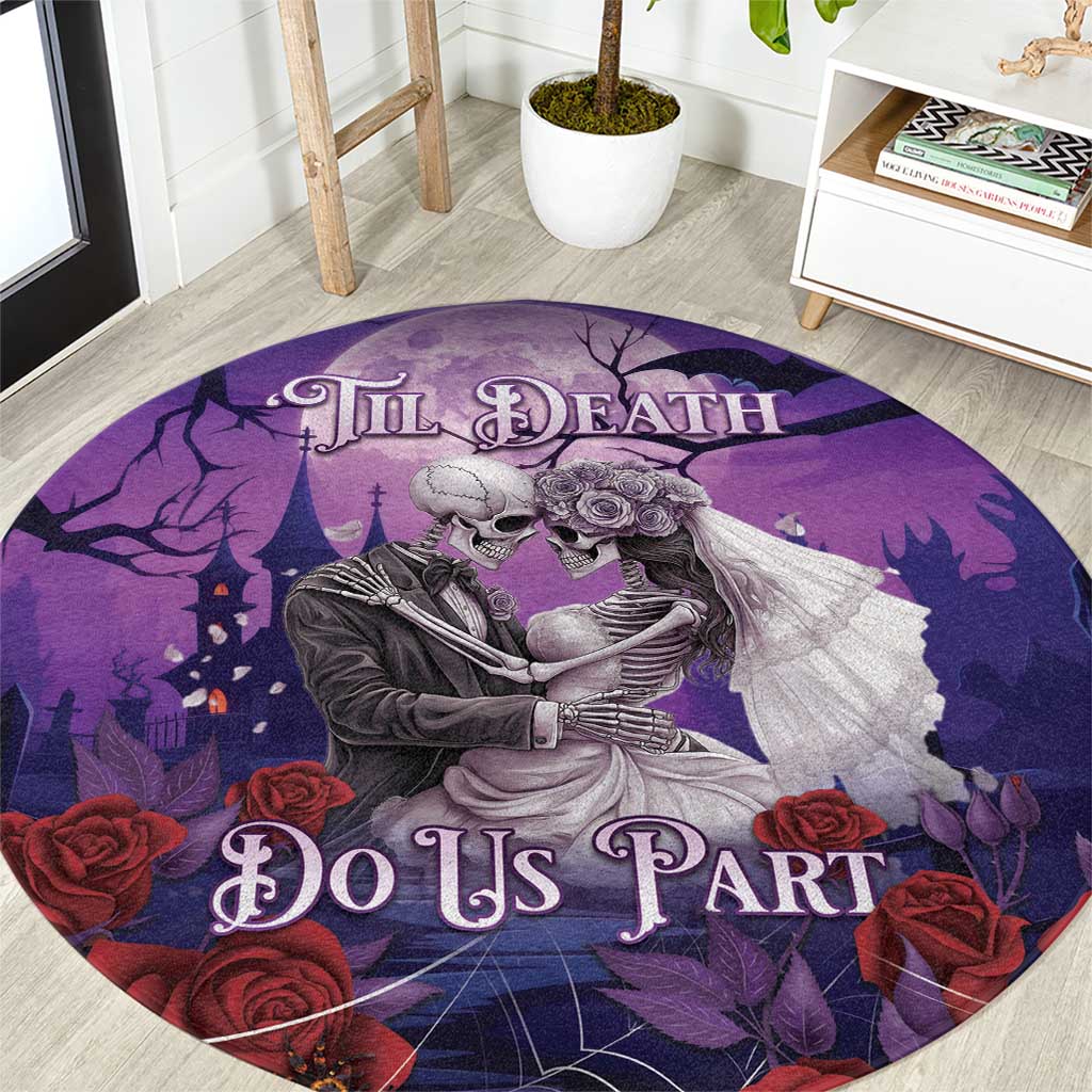 Halloween Skeleton Couple Round Carpet Til Death Do Us Part