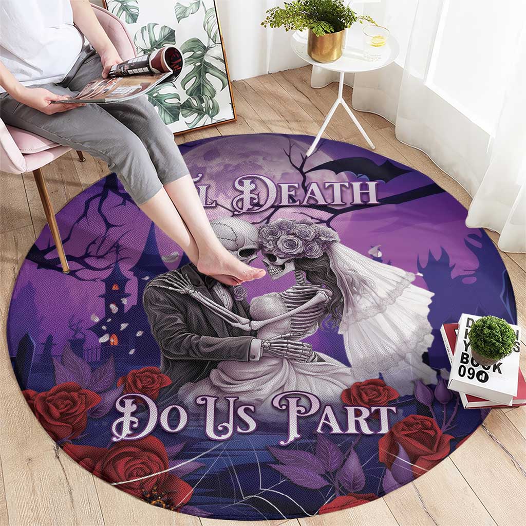 Halloween Skeleton Couple Round Carpet Til Death Do Us Part