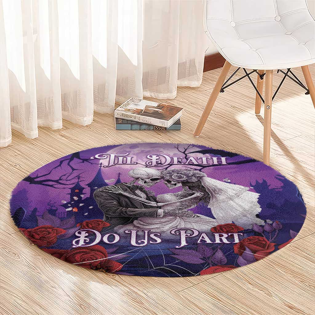 Halloween Skeleton Couple Round Carpet Til Death Do Us Part