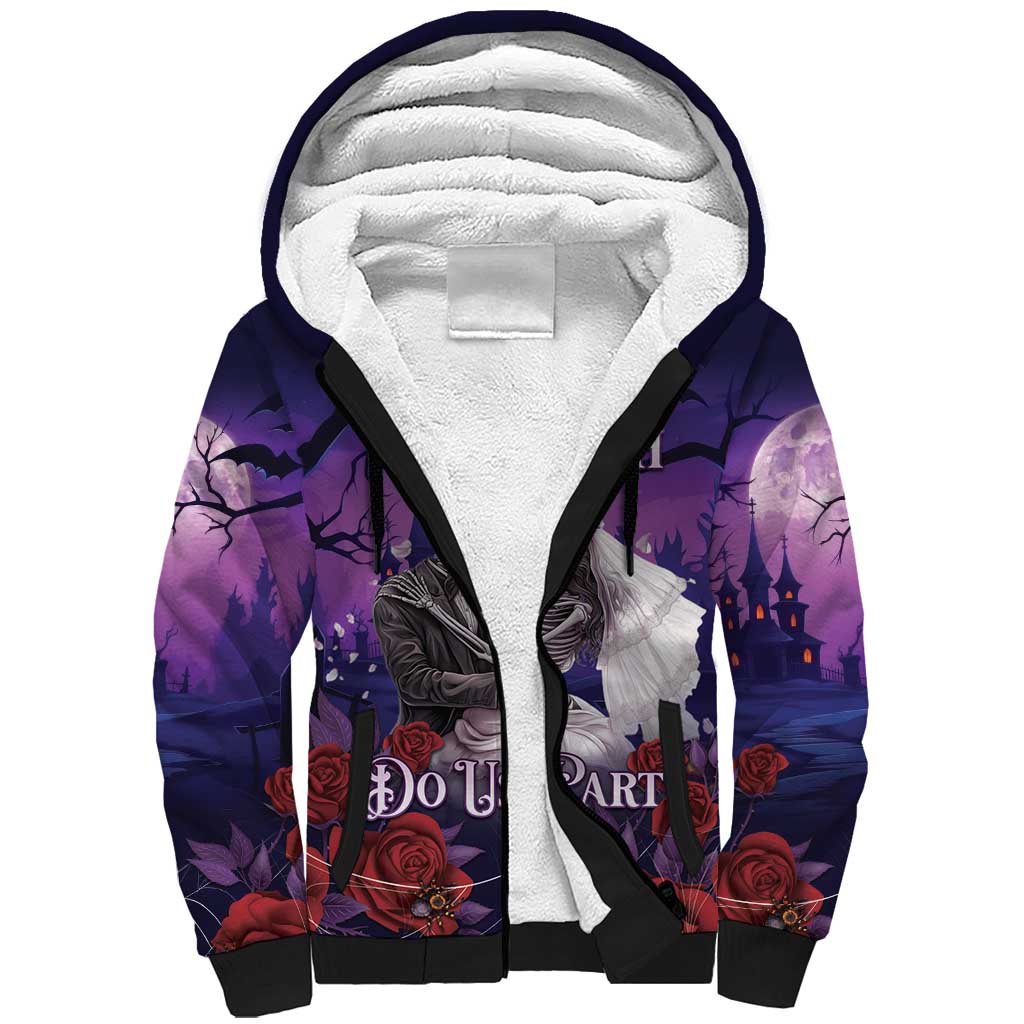 Personalised Halloween Skeleton Couple Sherpa Hoodie Til Death Do Us Part LT05 - Wonder Print Shop