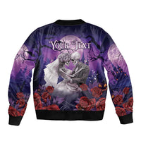 Personalised Halloween Skeleton Couple Sleeve Zip Bomber Jacket Til Death Do Us Part LT05 - Wonder Print Shop