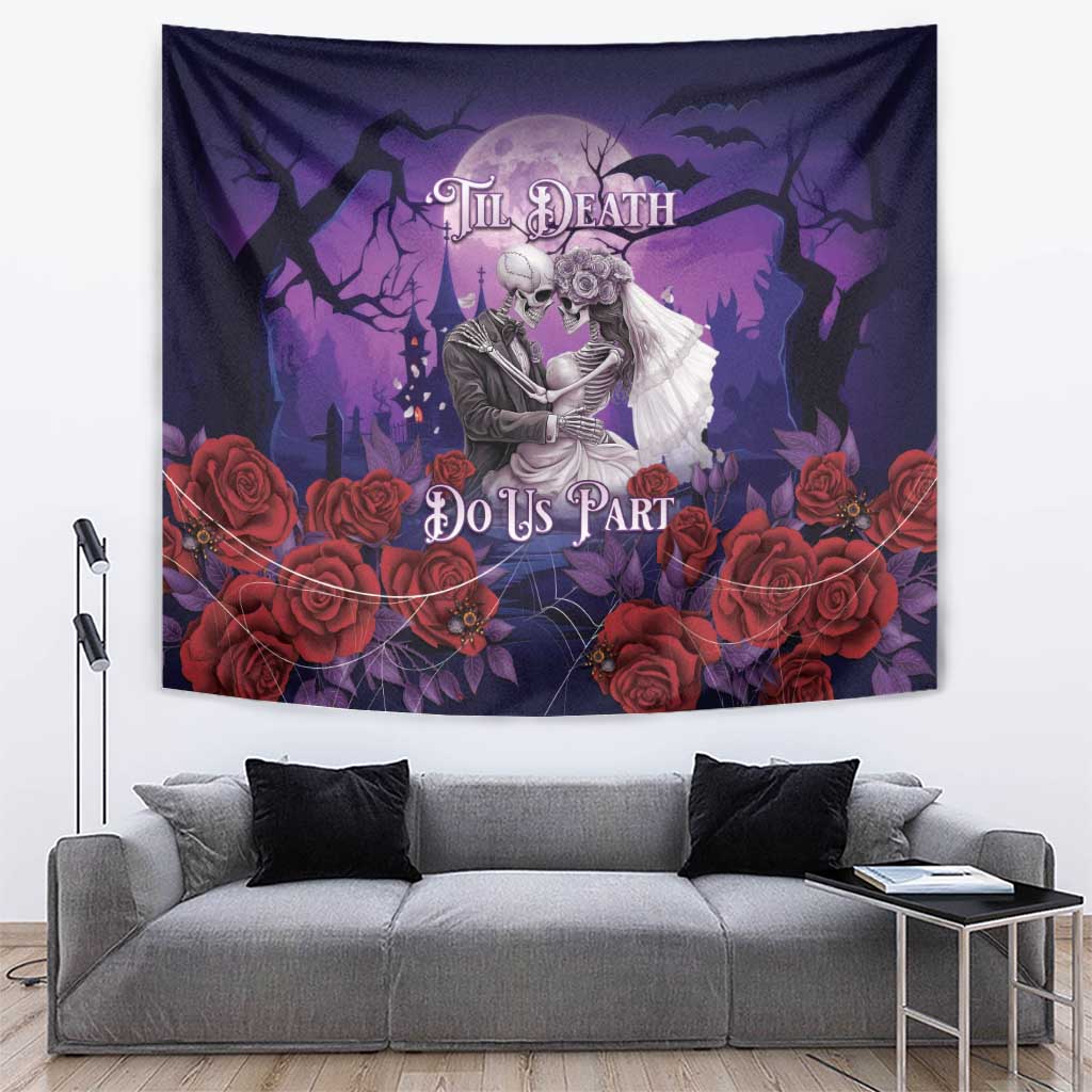 Halloween Skeleton Couple Tapestry Til Death Do Us Part LT05 - Wonder Print Shop