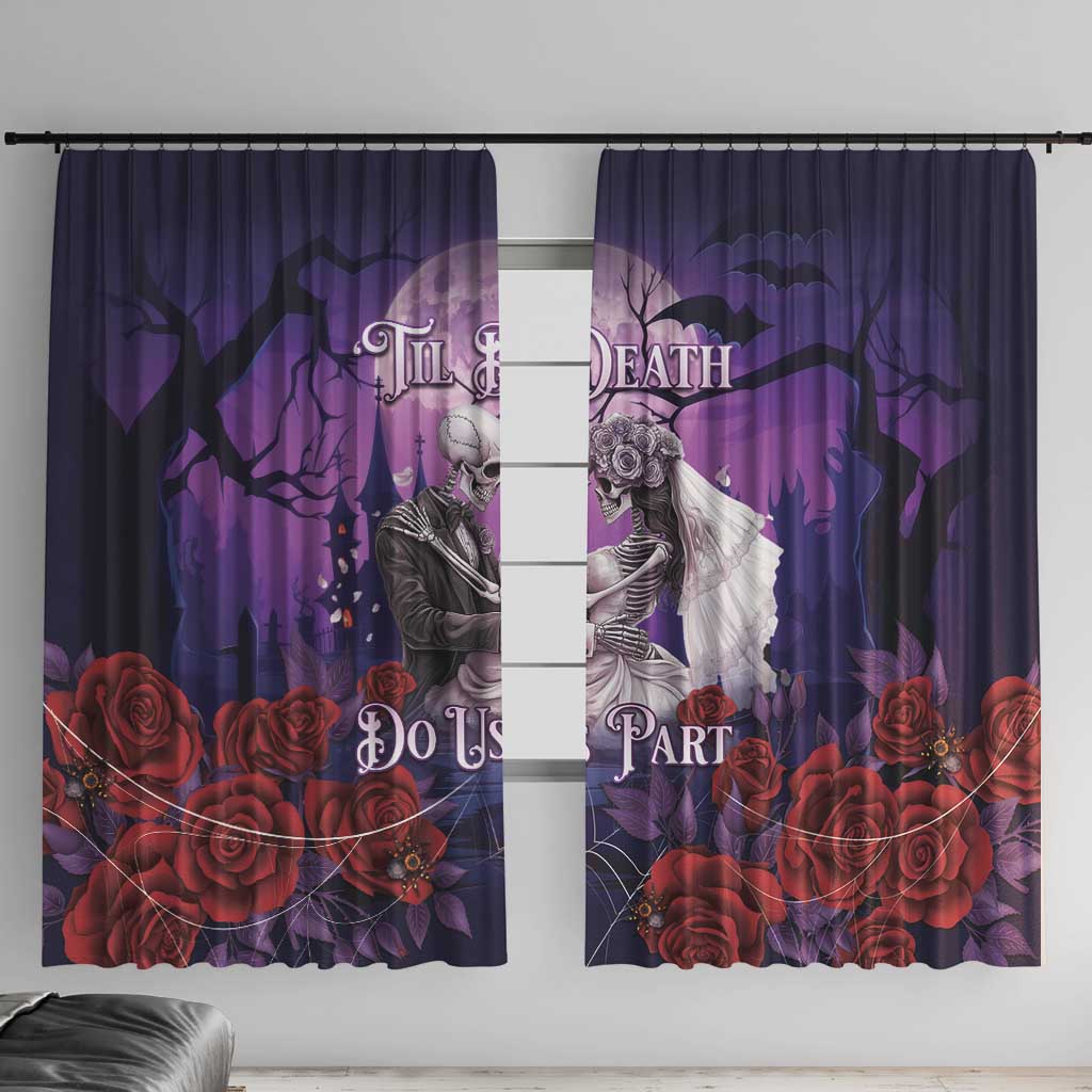 Halloween Skeleton Couple Window Curtain Til Death Do Us Part LT05 - Wonder Print Shop