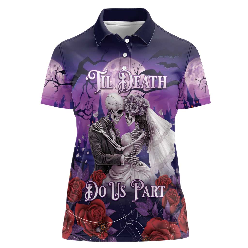 Personalised Halloween Skeleton Couple Women Polo Shirt Til Death Do Us Part LT05 - Wonder Print Shop