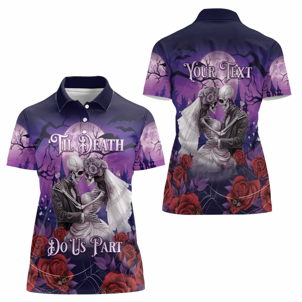Personalised Halloween Skeleton Couple Women Polo Shirt Til Death Do Us Part LT05 - Wonder Print Shop