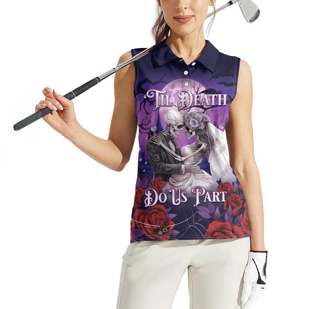 Personalised Halloween Skeleton Couple Women Sleeveless Polo Shirt Til Death Do Us Part LT05 - Wonder Print Shop