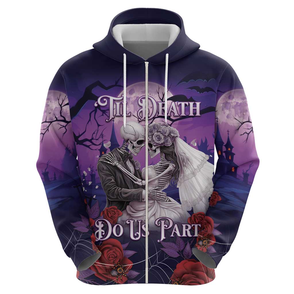 Personalised Halloween Skeleton Couple Zip Hoodie Til Death Do Us Part LT05 - Wonder Print Shop
