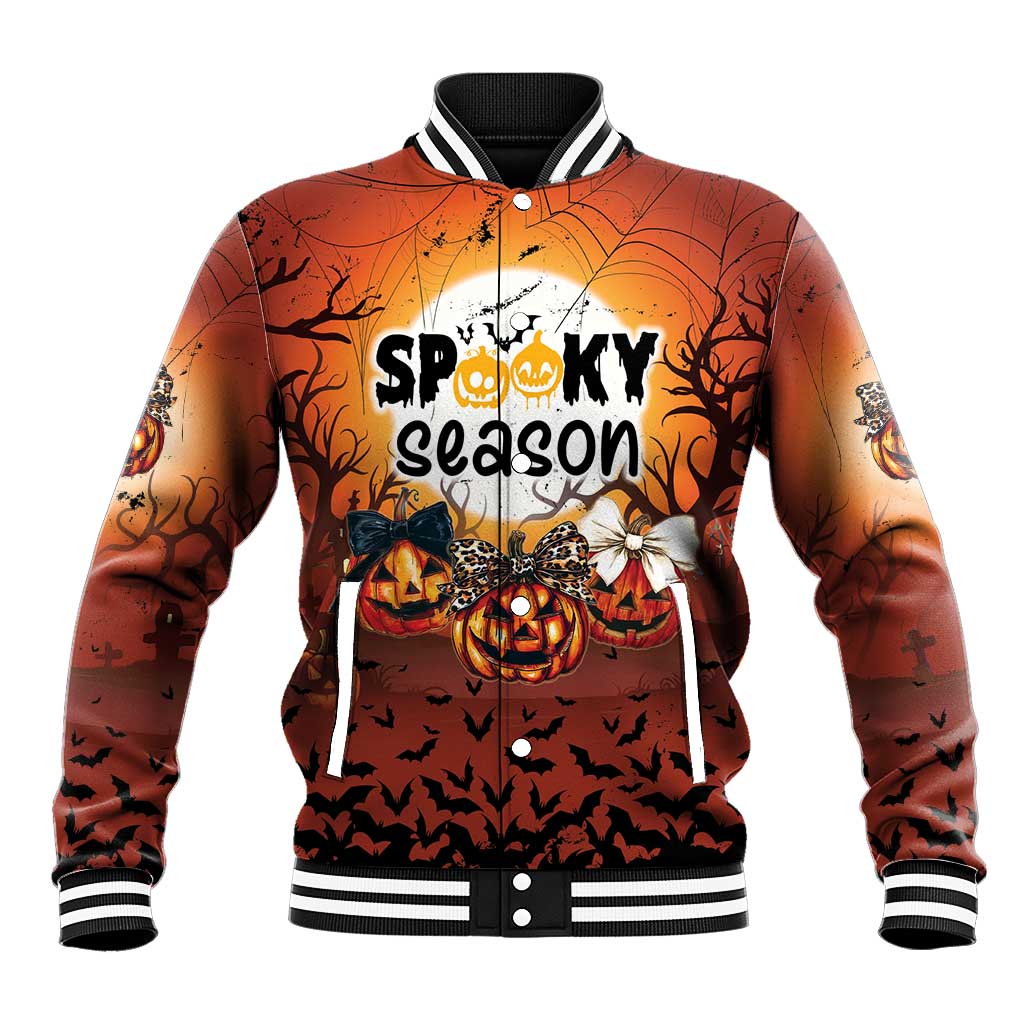 Coquette Pumpkin Halloween Baseball Jacket It's Spooky Season LT05 - Wonder Print Shop