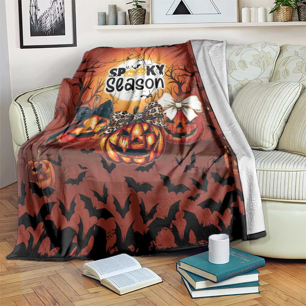 Coquette Pumpkin Halloween Blanket It's Spooky Season