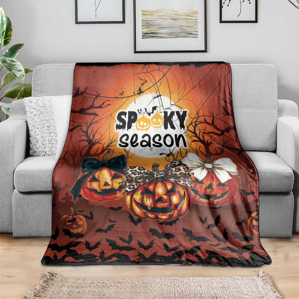 Coquette Pumpkin Halloween Blanket It's Spooky Season