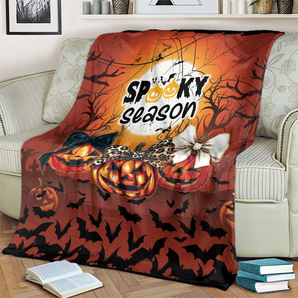 Coquette Pumpkin Halloween Blanket It's Spooky Season