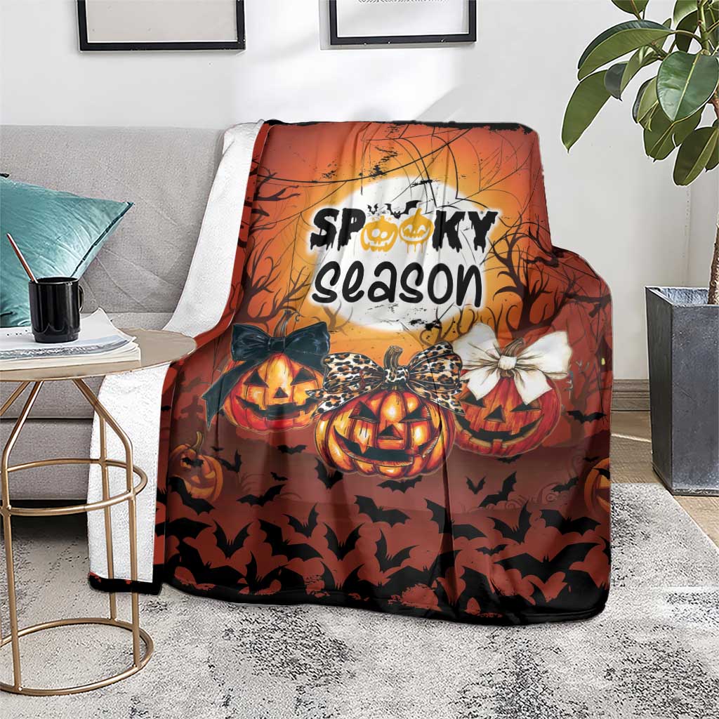 Coquette Pumpkin Halloween Blanket It's Spooky Season