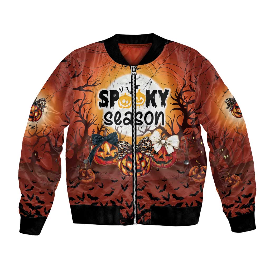 Coquette Pumpkin Halloween Bomber Jacket It's Spooky Season LT05 - Wonder Print Shop