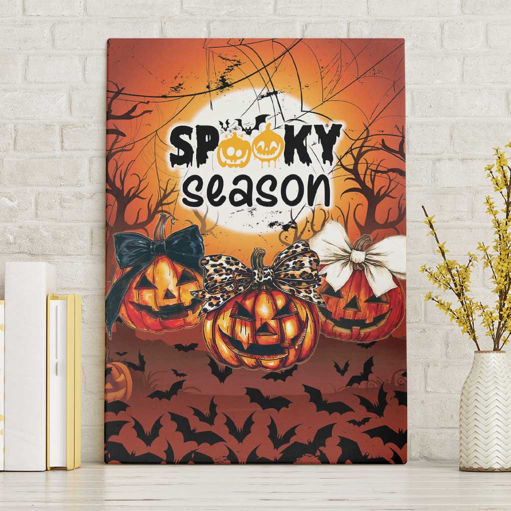Coquette Pumpkin Halloween Canvas Wall Art It's Spooky Season LT05 - Wonder Print Shop