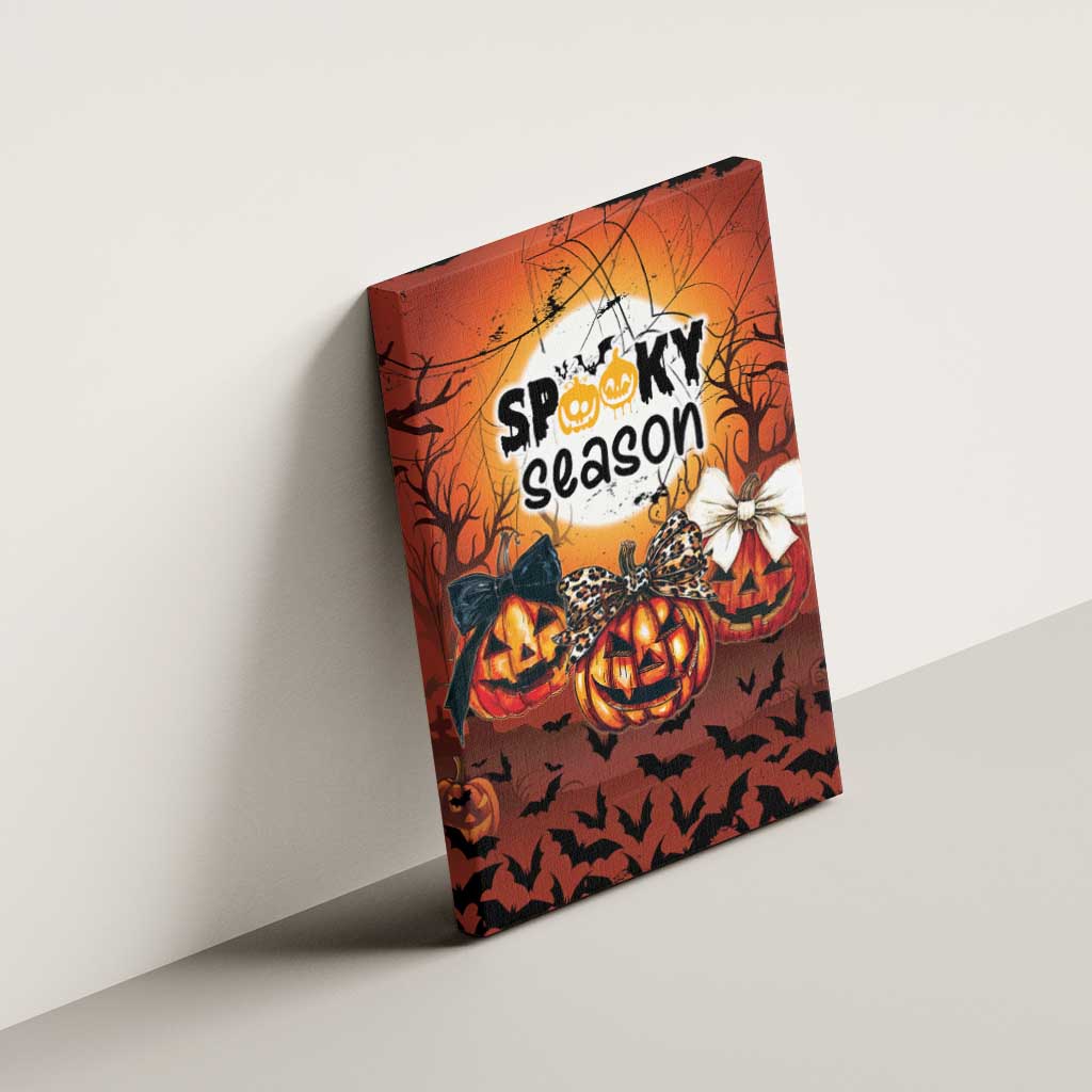 Coquette Pumpkin Halloween Canvas Wall Art It's Spooky Season LT05 - Wonder Print Shop