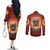 Coquette Pumpkin Halloween Couples Matching Off The Shoulder Long Sleeve Dress and Long Sleeve Button Shirt It's Spooky Season
