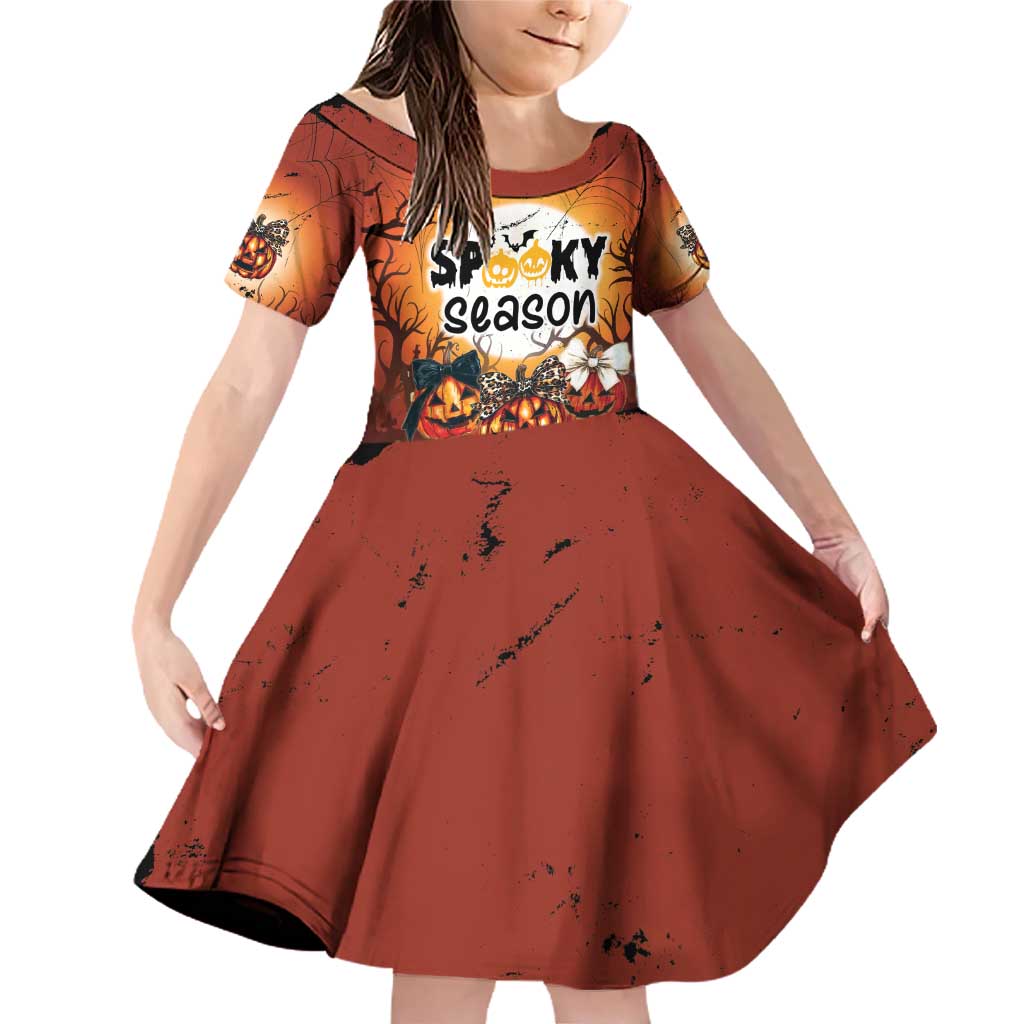 Coquette Pumpkin Halloween Family Matching Off Shoulder Short Dress and Hawaiian Shirt It's Spooky Season LT05 - Wonder Print Shop