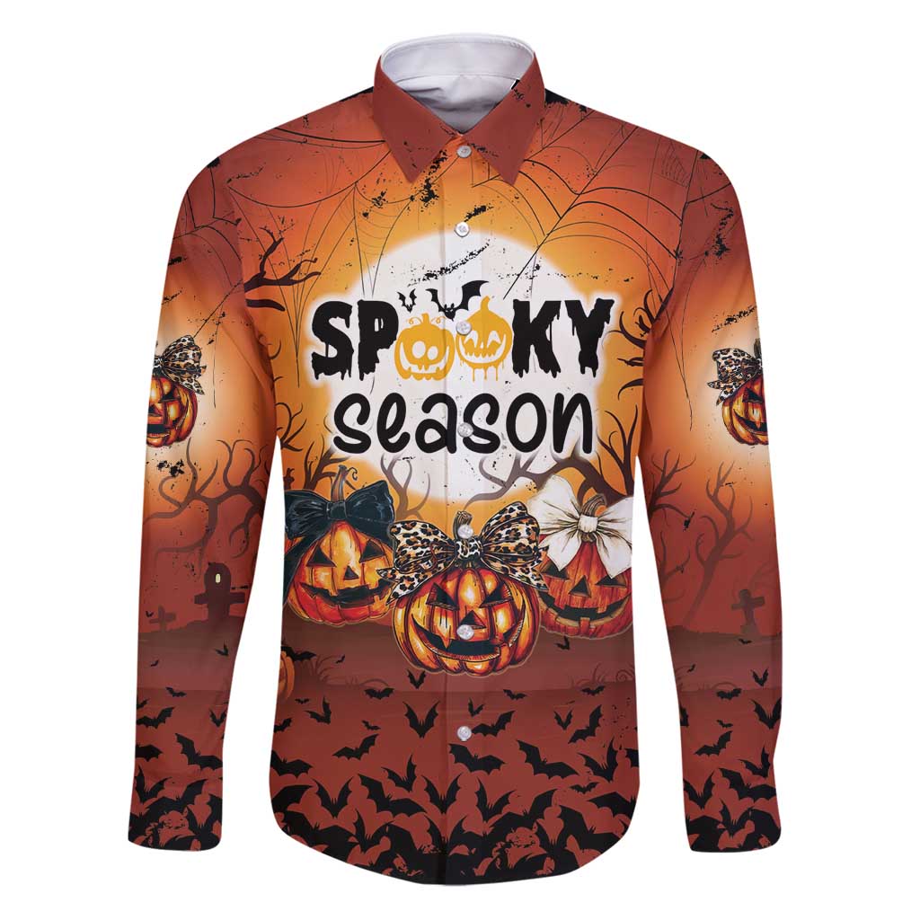 Coquette Pumpkin Halloween Family Matching Puletasi and Hawaiian Shirt It's Spooky Season LT05 - Wonder Print Shop