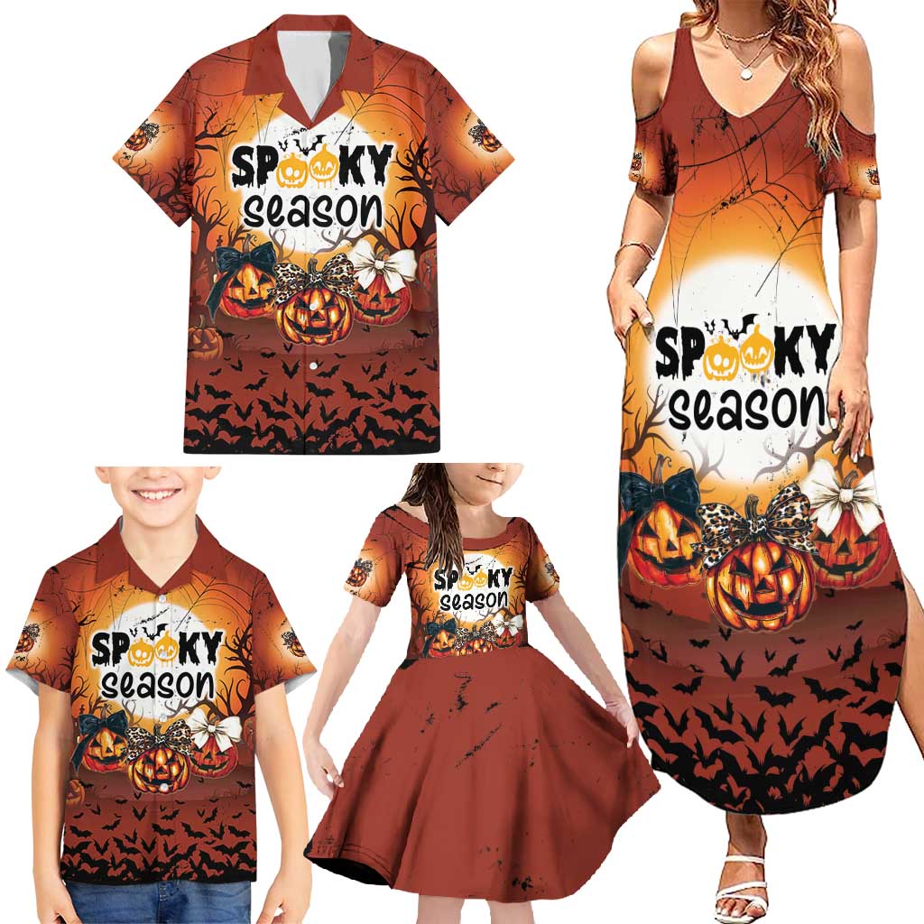 Coquette Pumpkin Halloween Family Matching Summer Maxi Dress and Hawaiian Shirt It's Spooky Season LT05 - Wonder Print Shop