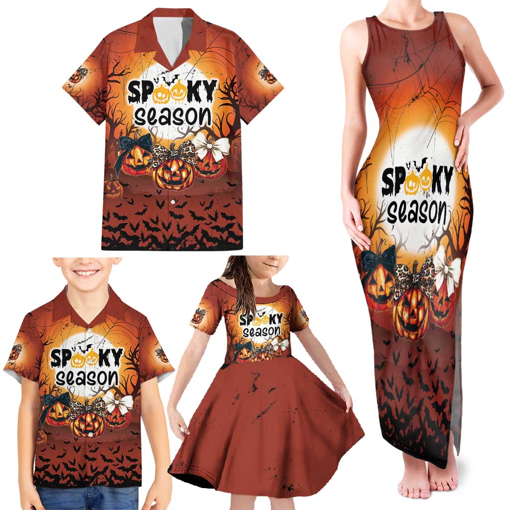 Coquette Pumpkin Halloween Family Matching Tank Maxi Dress and Hawaiian Shirt It's Spooky Season LT05 - Wonder Print Shop