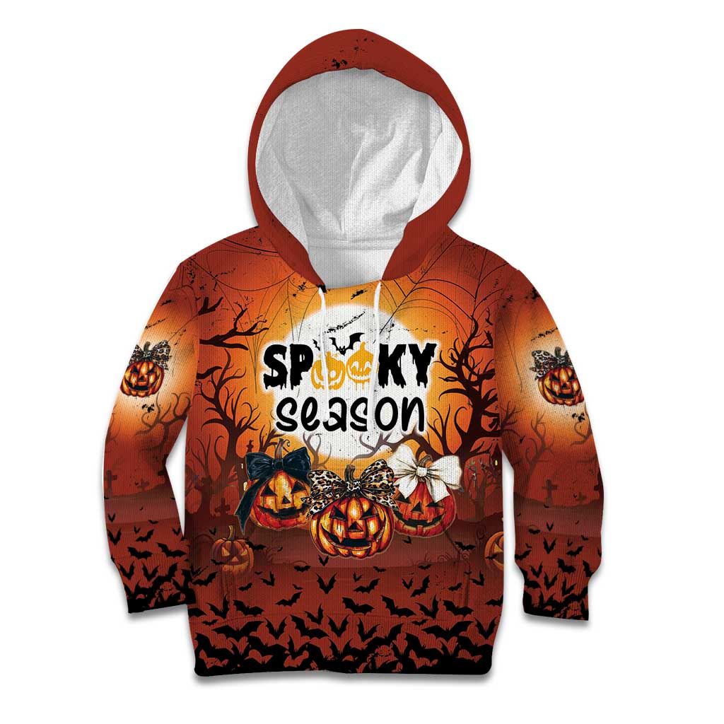 Coquette Pumpkin Halloween Kid Hoodie It's Spooky Season LT05 - Wonder Print Shop