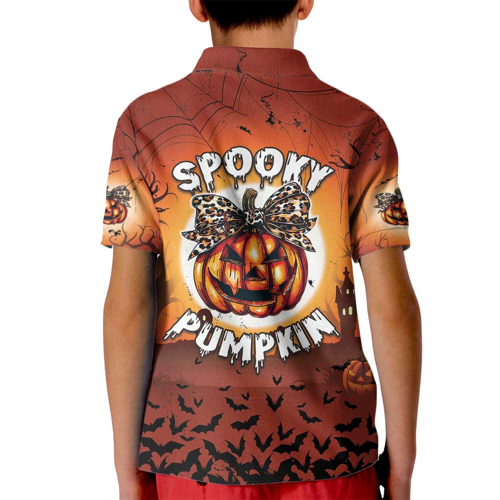Coquette Pumpkin Halloween Kid Polo Shirt It's Spooky Season LT05 - Wonder Print Shop