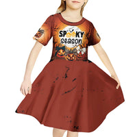 Coquette Pumpkin Halloween Kid Short Sleeve Dress It's Spooky Season LT05 - Wonder Print Shop