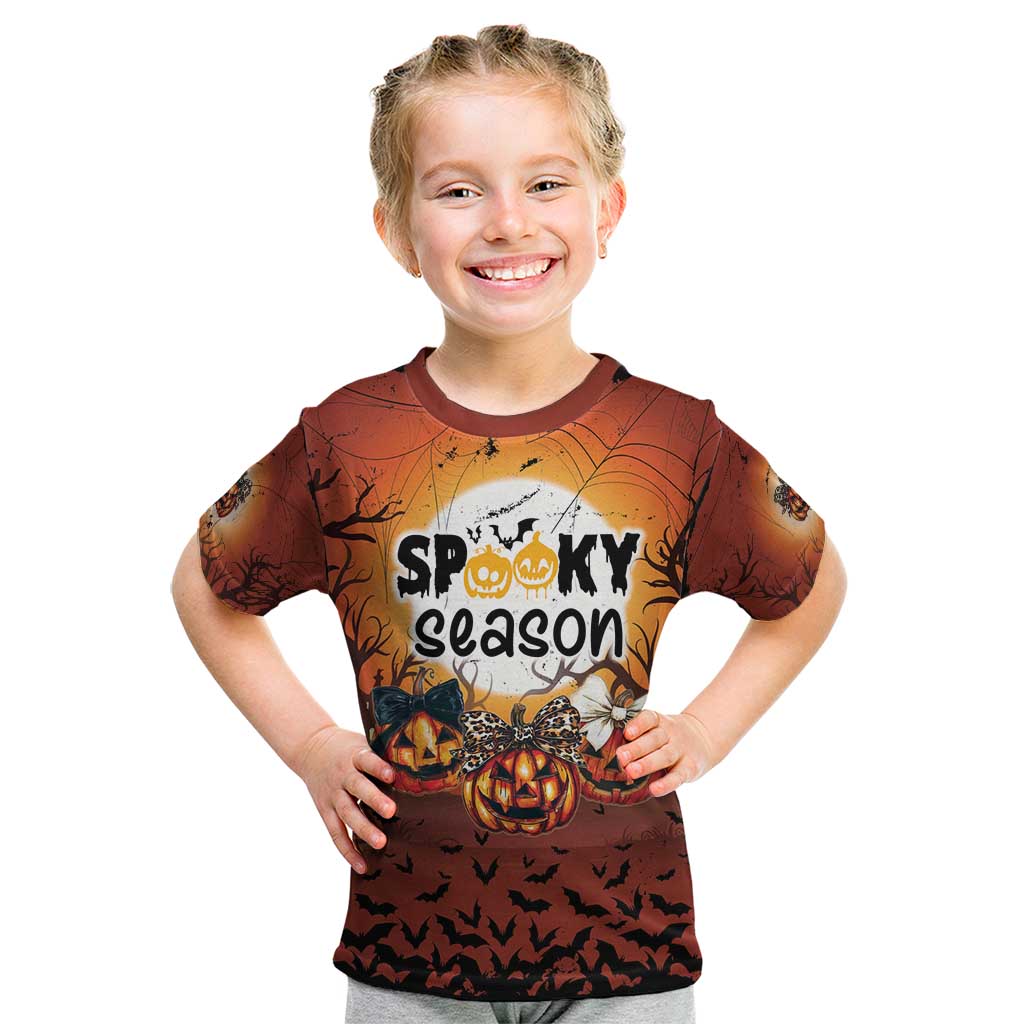 Coquette Pumpkin Halloween Kid T Shirt It's Spooky Season LT05 - Wonder Print Shop