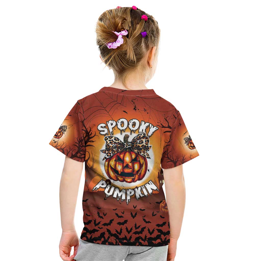 Coquette Pumpkin Halloween Kid T Shirt It's Spooky Season LT05 - Wonder Print Shop