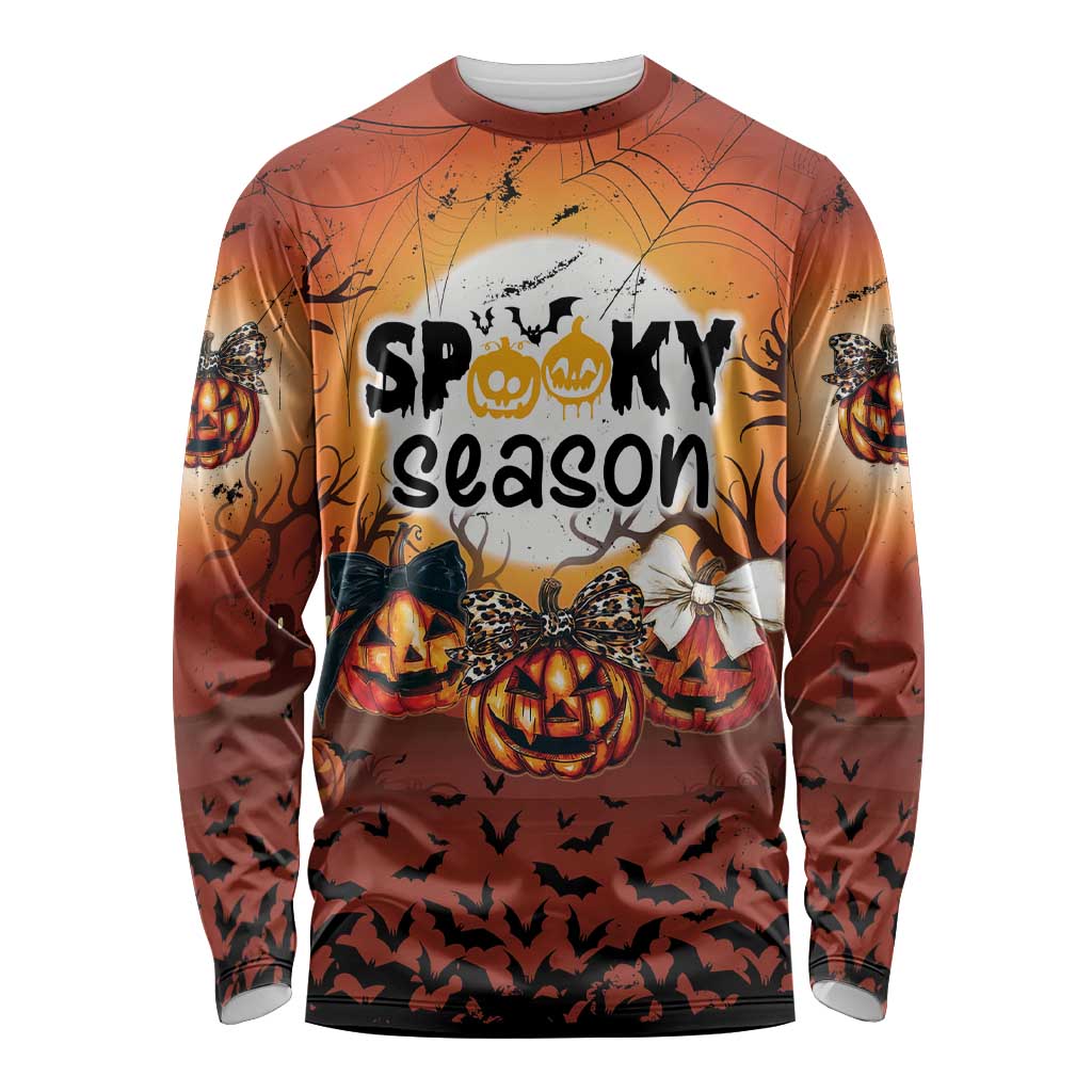 Coquette Pumpkin Halloween Long Sleeve Shirt It's Spooky Season LT05 - Wonder Print Shop