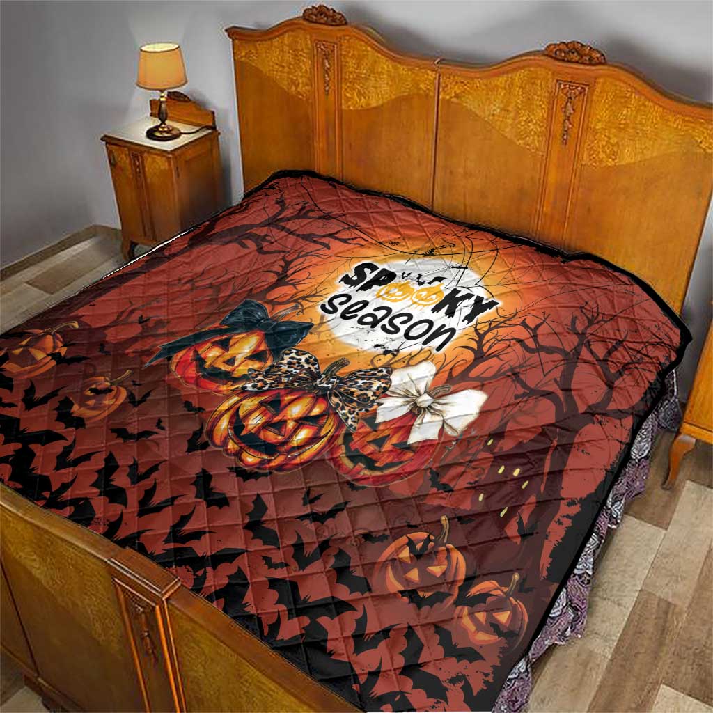 Coquette Pumpkin Halloween Quilt It's Spooky Season LT05 - Wonder Print Shop
