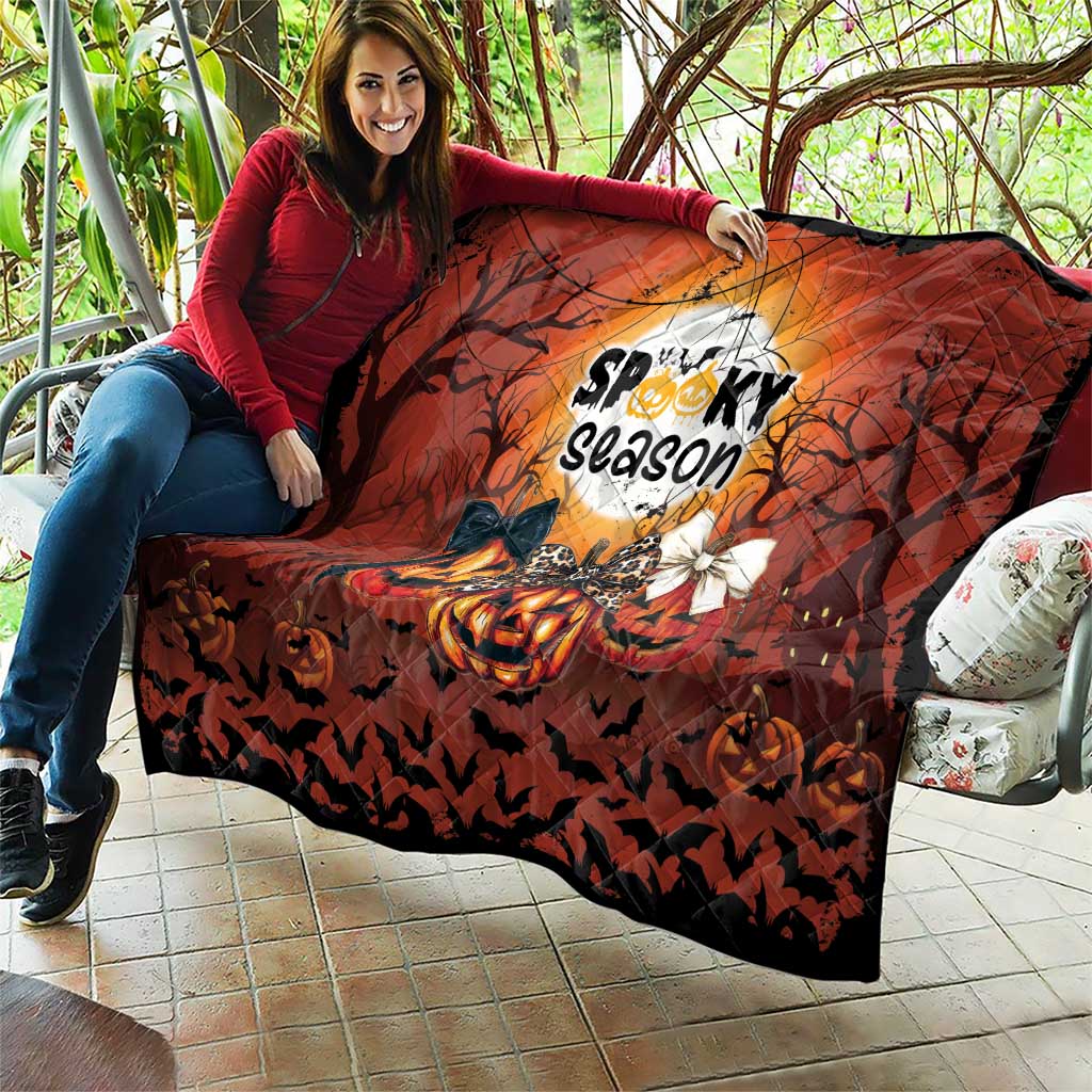 Coquette Pumpkin Halloween Quilt It's Spooky Season LT05 - Wonder Print Shop