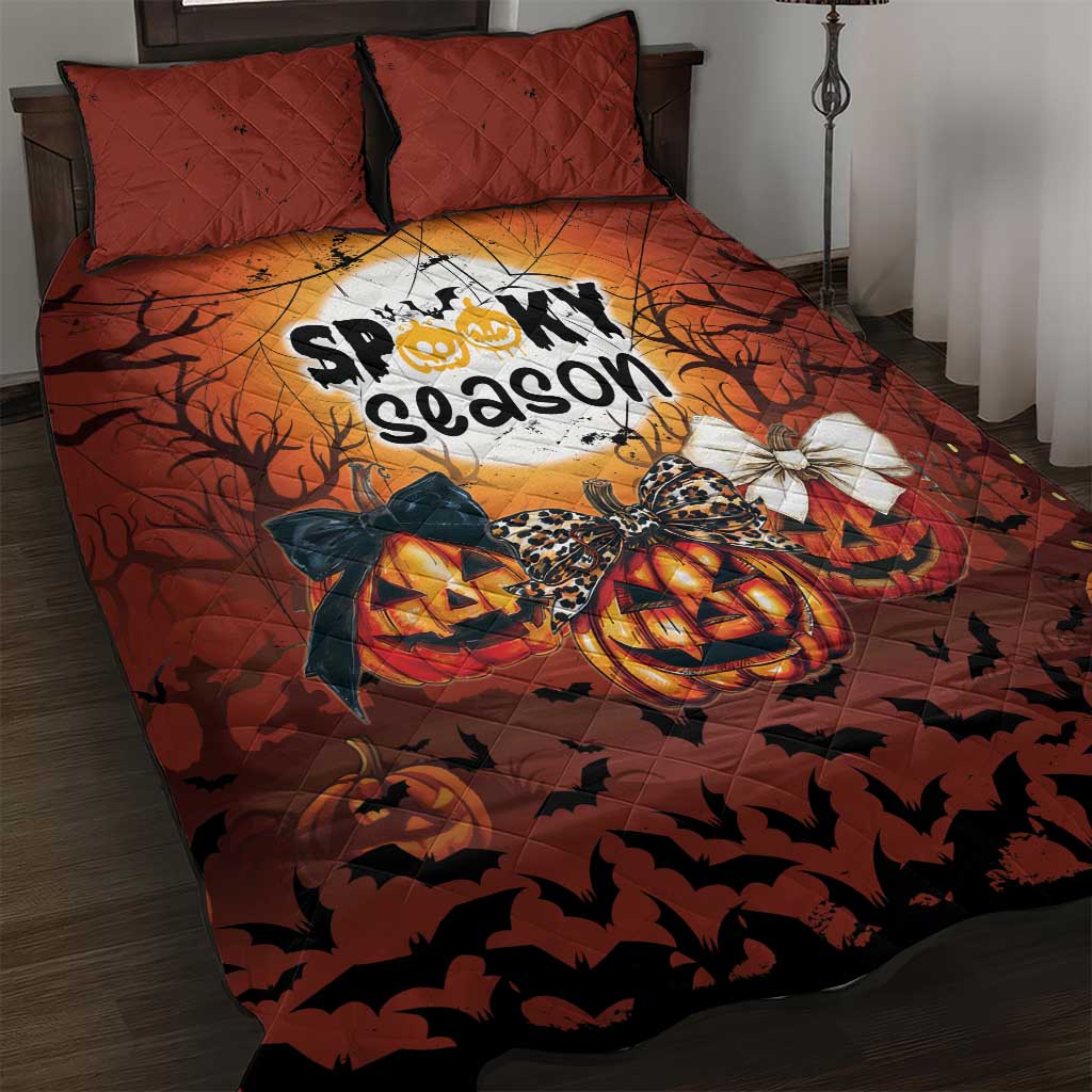 Coquette Pumpkin Halloween Quilt Bed Set It's Spooky Season LT05 - Wonder Print Shop