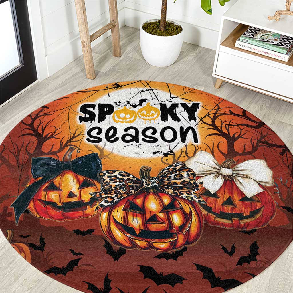 Coquette Pumpkin Halloween Round Carpet It's Spooky Season