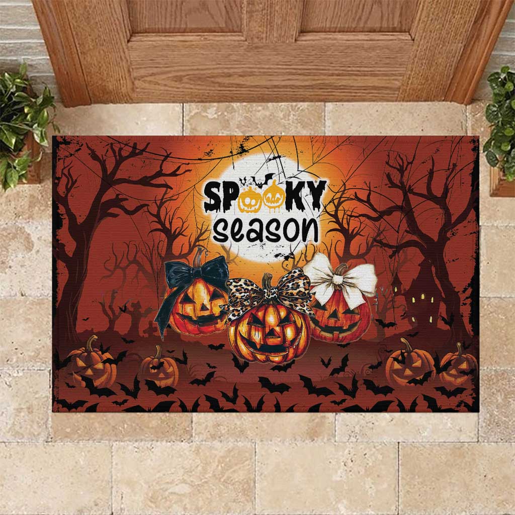 Coquette Pumpkin Halloween Rubber Doormat It's Spooky Season LT05 - Wonder Print Shop