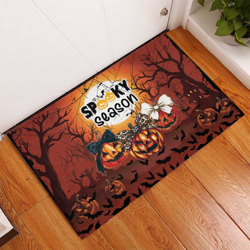 Coquette Pumpkin Halloween Rubber Doormat It's Spooky Season LT05 - Wonder Print Shop
