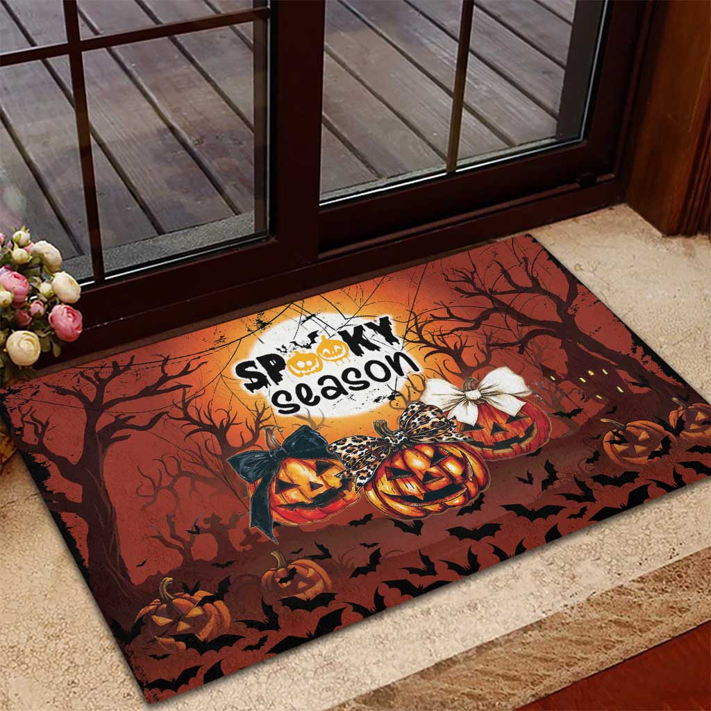 Coquette Pumpkin Halloween Rubber Doormat It's Spooky Season LT05 - Wonder Print Shop