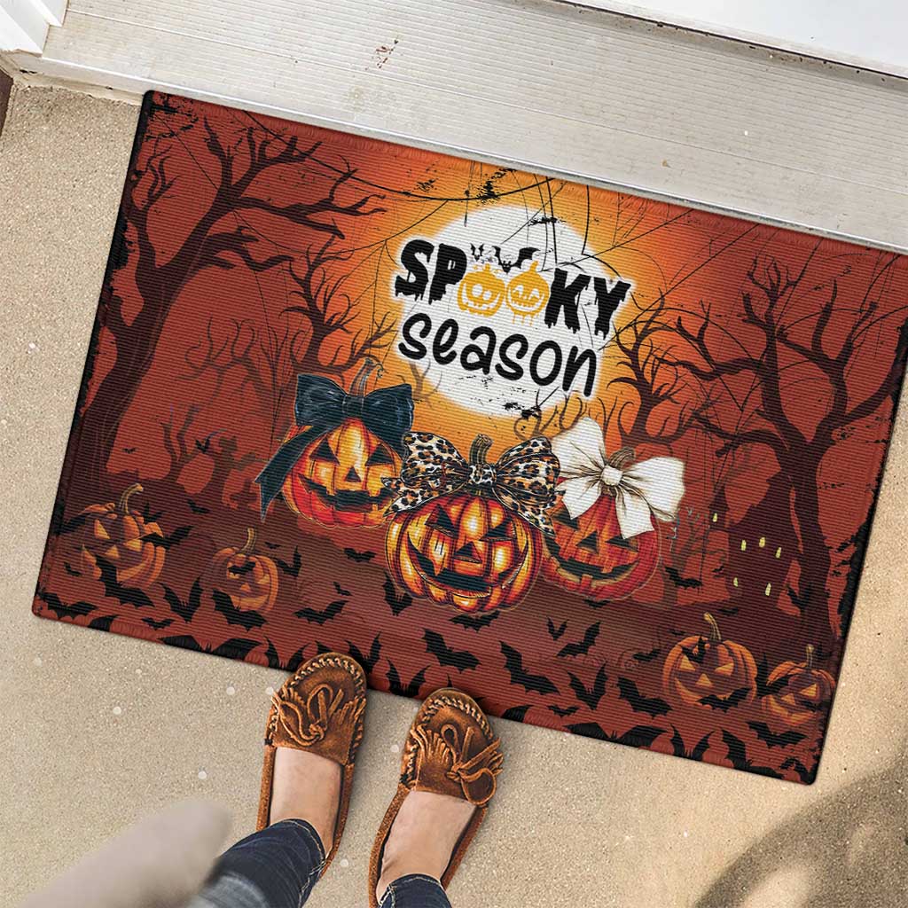 Coquette Pumpkin Halloween Rubber Doormat It's Spooky Season LT05 - Wonder Print Shop